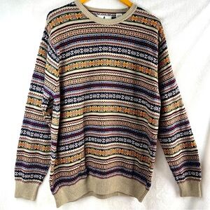 Southern Pines Men’s Fair Isle Striped Pullover Sweater Sz XL Outdoor Preppy